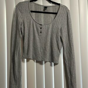 Wild Fable Gray Ribbed Crop Top